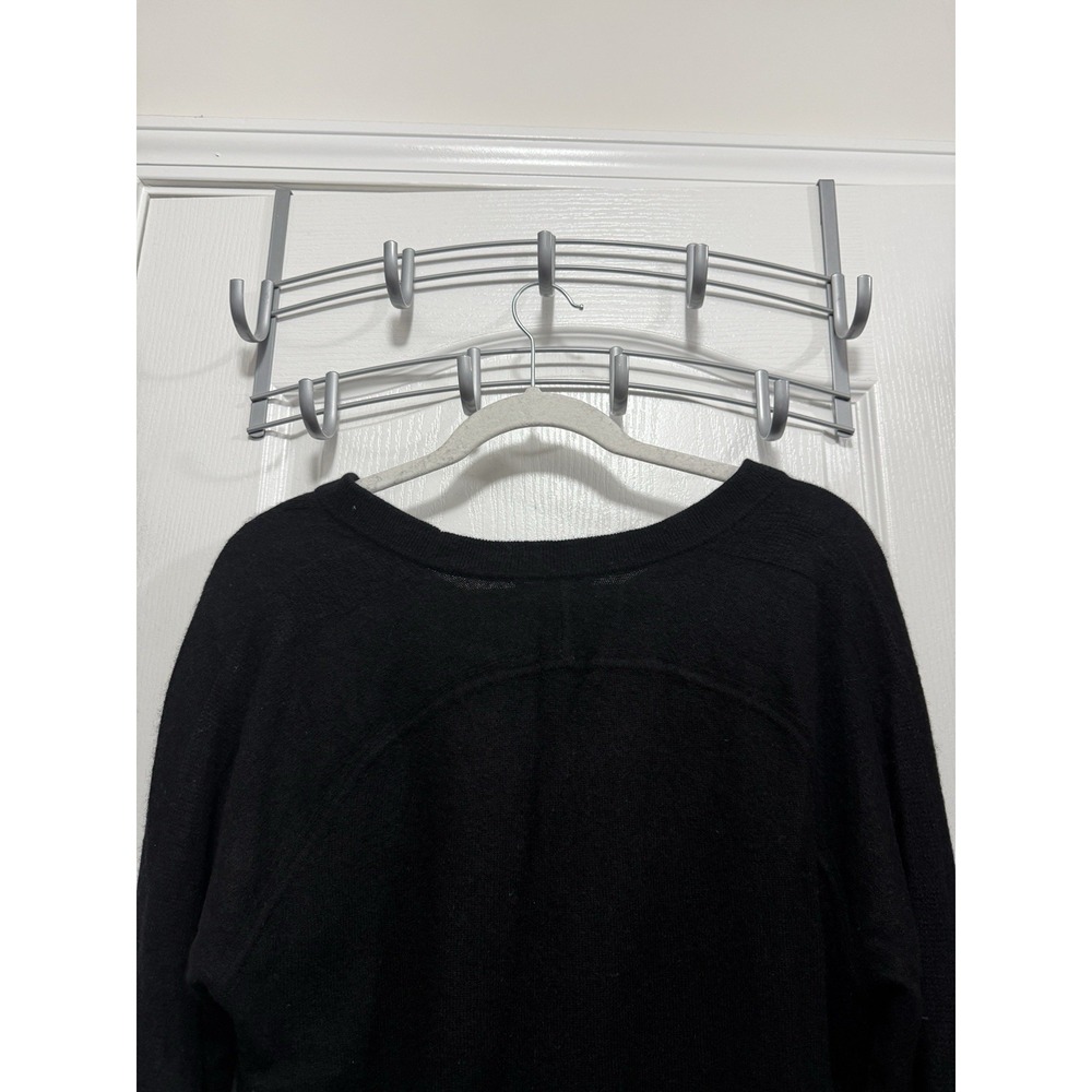 Aqua Cashmere Womens L Black Asymmetrical Side Slit Sweater Quiet Luxury Knit - Picture 7 of 16